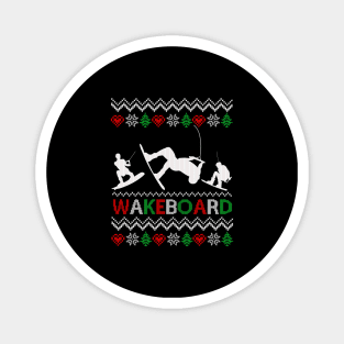 Vintage Retro Wakeboarding Ugly Christmas Funny Wakeboard Magnet